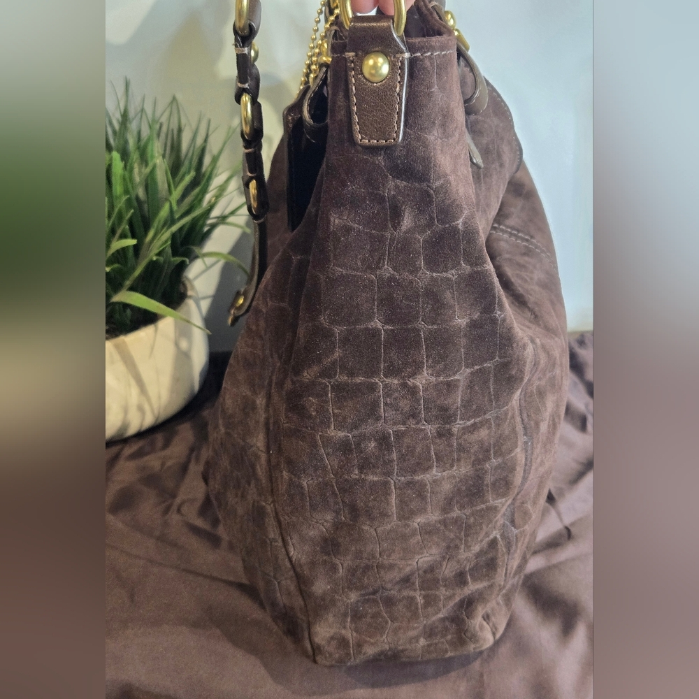 Coach Madison Embossed Suede Leather Shoulder Bag - Picture 7 of 13